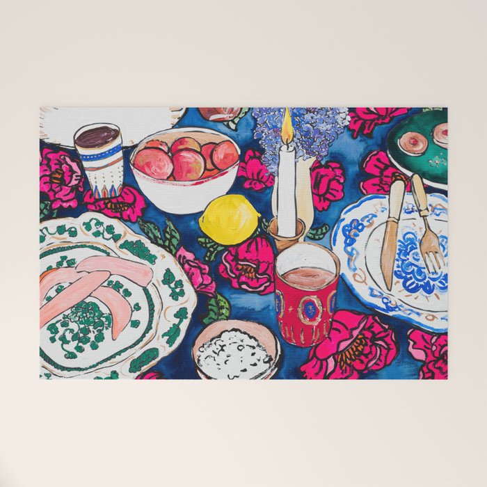 Friendsgiving Floral Tablescape Painting Welcome Mat Gallery Image 1