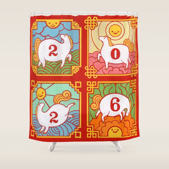 Year of the Chubby Horse 2026 Shower Curtain Gallery Image 1