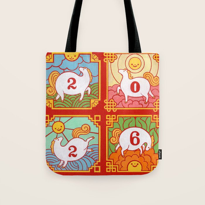 Year of the Chubby Horse 2026 Tote Bag Gallery Image 1
