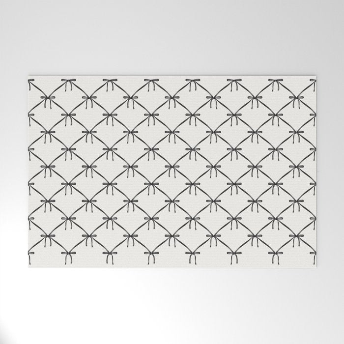 Bows & Ribbons Pattern IV Black and White Welcome Mat Gallery Image 1