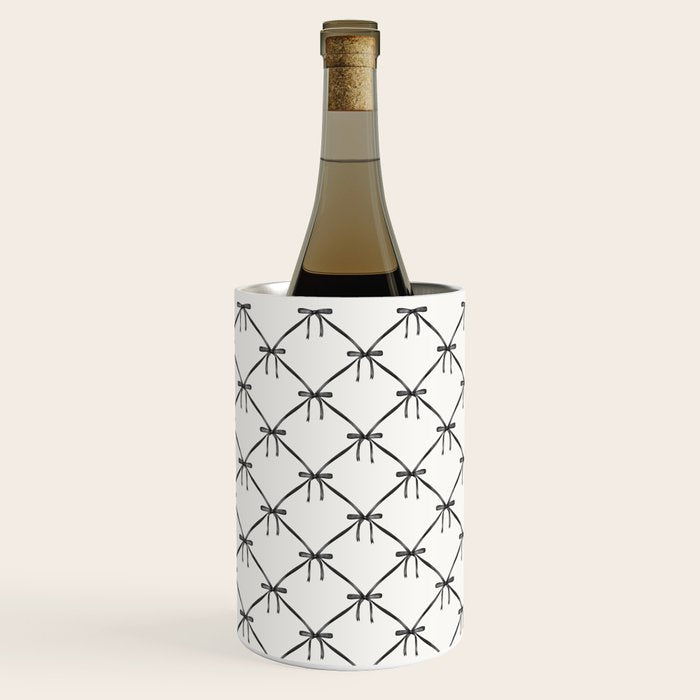 Bows & Ribbons Pattern IV Black and White Wine Chiller Gallery Image 3