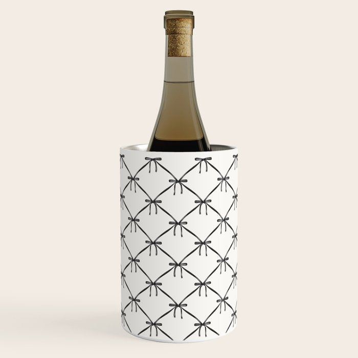 Bows & Ribbons Pattern IV Black and White Wine Chiller Gallery Image 1
