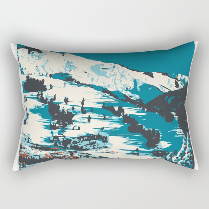 Vintage Ski Aspen Poster Rectangular Pillow Gallery Image 1