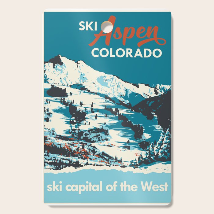 Vintage Ski Aspen Poster Cutting Board Gallery Image 1