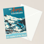 Vintage Ski Aspen Poster Stationery Card Gallery Image 2
