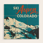 Vintage Ski Aspen Poster Wood Wall Art Gallery Image 1