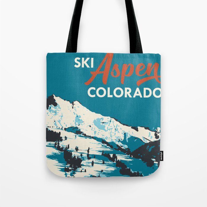 Vintage Ski Aspen Poster Tote Bag Gallery Image 1