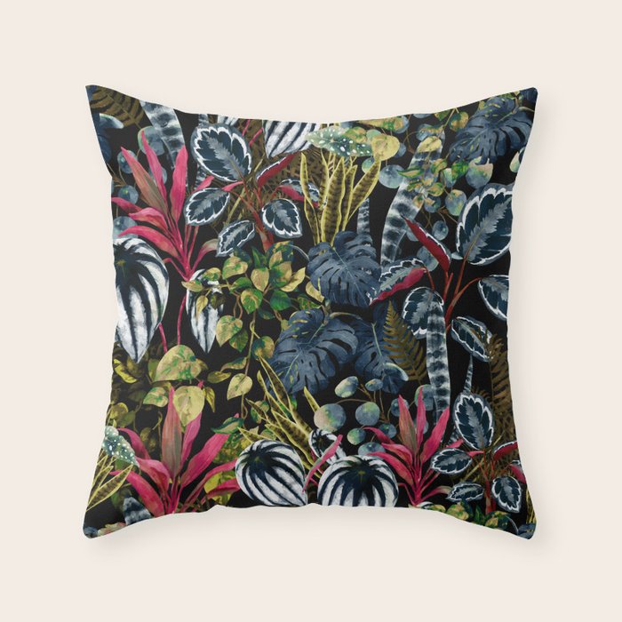 Tropical Night Garden  XX Throw Pillow Gallery Image 1