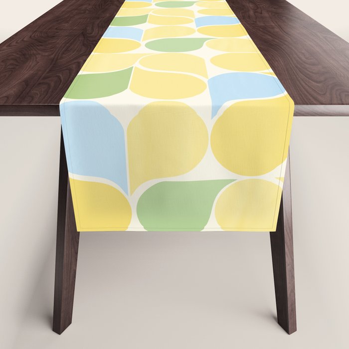 Playful Pastel Geometric Raindrop Pattern Table Runner Gallery Image 1
