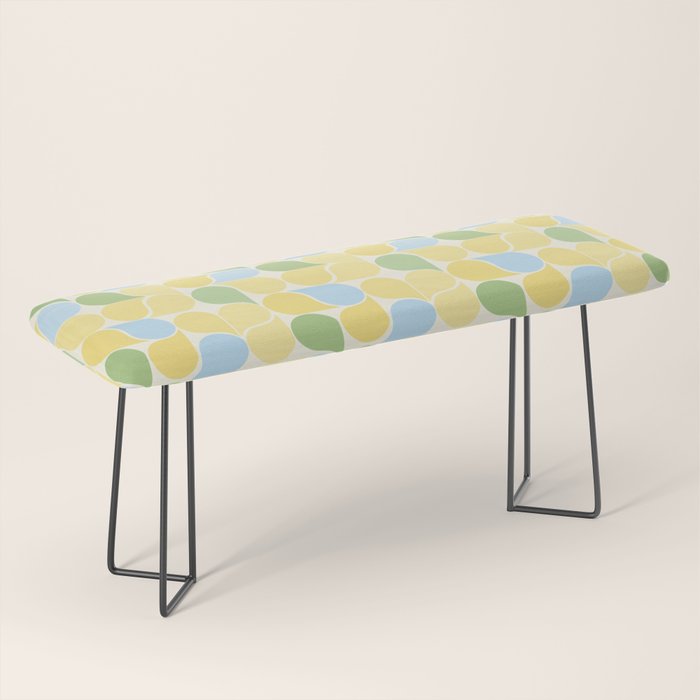 Playful Pastel Geometric Raindrop Pattern Bench Gallery Image 1