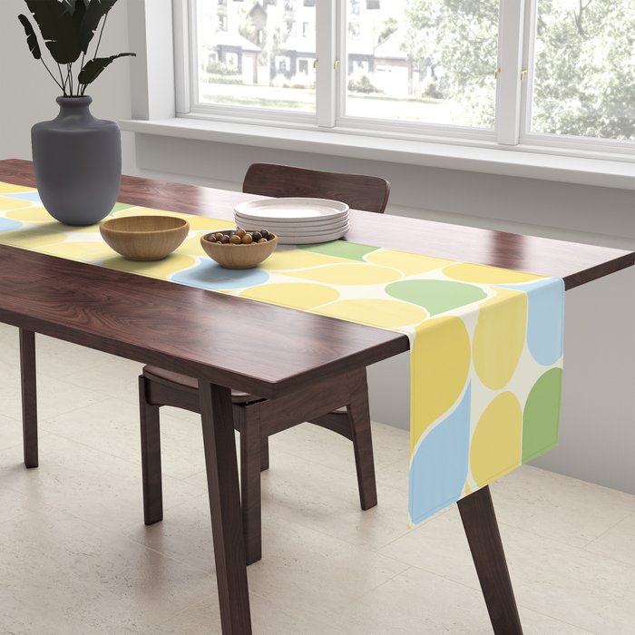 Playful Pastel Geometric Raindrop Pattern Table Runner Gallery Image 2