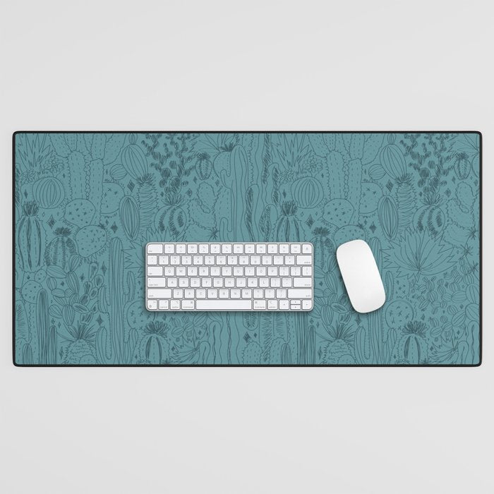 Cactus Scene in Blue Desk Mat Gallery Image 1