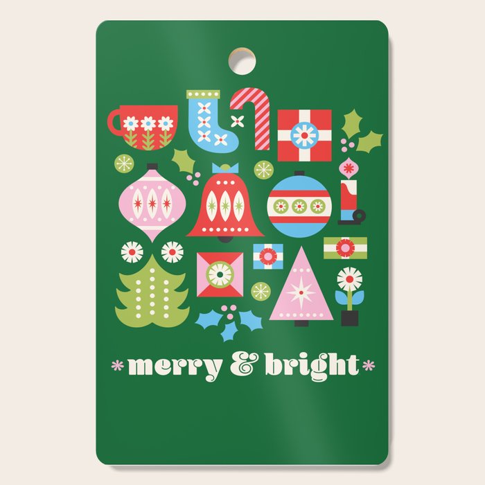 Merry & Bright Christmas | Green Cutting Board Gallery Image 1