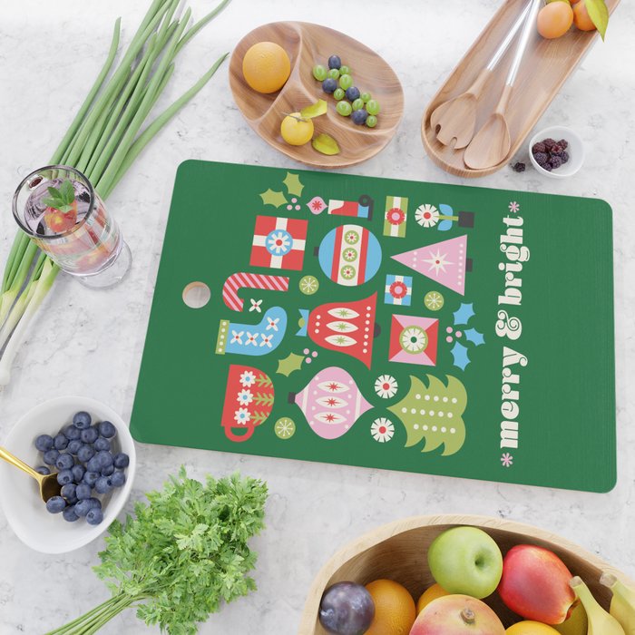Merry & Bright Christmas | Green Cutting Board Gallery Image 2