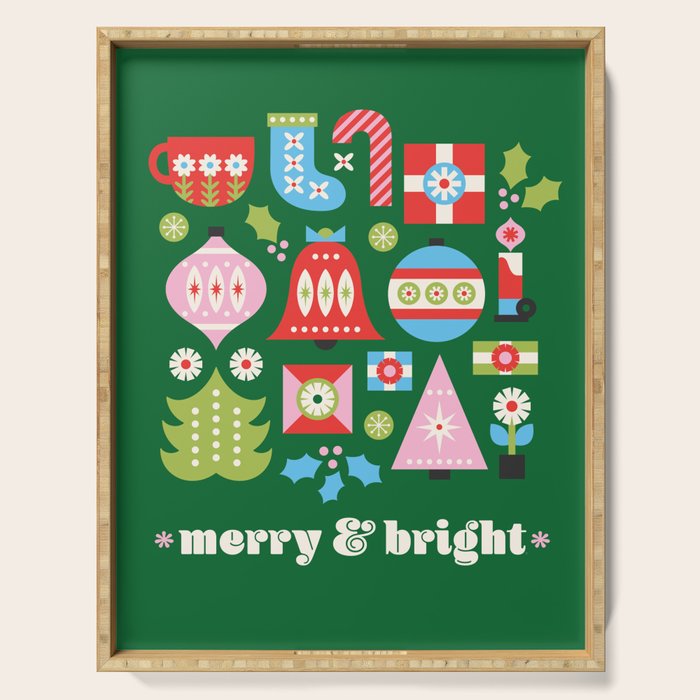 Merry & Bright Christmas | Green Serving Tray Gallery Image 1