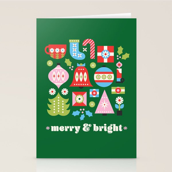 Merry & Bright Christmas | Green Stationery Card Gallery Image 2
