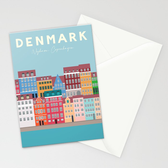 Denmark, Nyhavn, Copenhagen Travel Poster Stationery Card Gallery Image 2