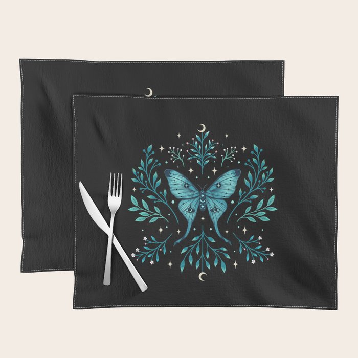 Mystical Luna Moth - Turquoise Placemat Gallery Image 1