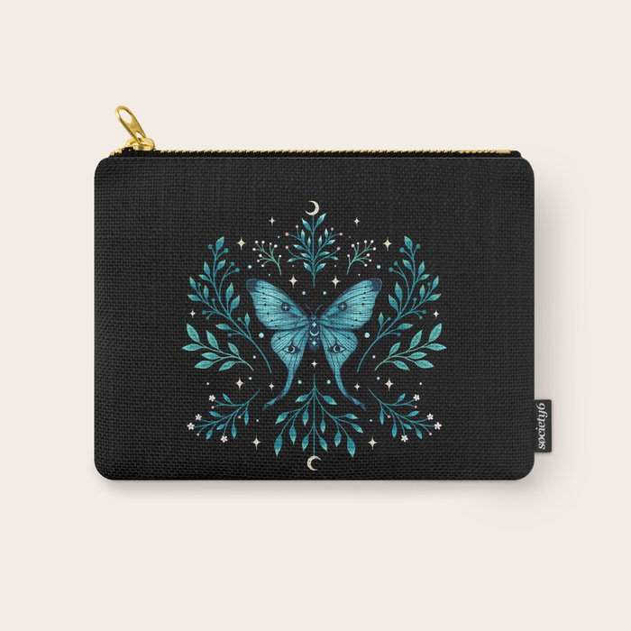 Mystical Luna Moth - Turquoise Carry All Pouch Gallery Image 1
