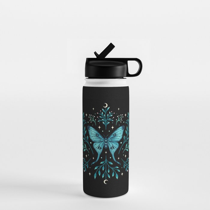 Mystical Luna Moth - Turquoise Water Bottle Gallery Image 1