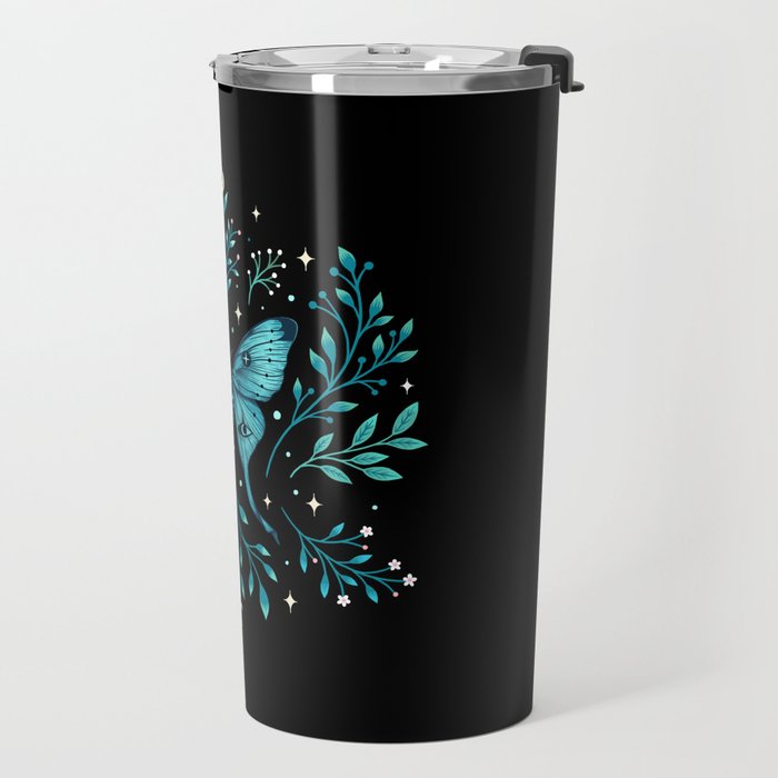 Mystical Luna Moth - Turquoise Travel Mug Gallery Image 2