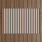 Minimal Retro Modern Stripe Pattern in Black, Orange, and Almond Cream Outdoor Rug Gallery Image 1