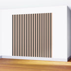 Minimal Retro Modern Stripe Pattern in Black, Orange, and Almond Cream Wall Mural Gallery Image 2