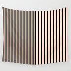 Minimal Retro Modern Stripe Pattern in Black, Orange, and Almond Cream Wall Tapestry Gallery Image 4
