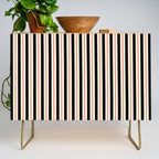 Minimal Retro Modern Stripe Pattern in Black, Orange, and Almond Cream Credenza Gallery Image 1