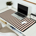 Minimal Retro Modern Stripe Pattern in Black, Orange, and Almond Cream Desk Mat Gallery Image 2
