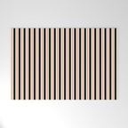 Minimal Retro Modern Stripe Pattern in Black, Orange, and Almond Cream Welcome Mat Gallery Image 1