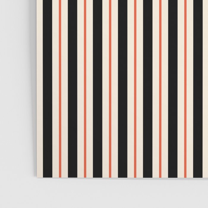 Minimal Retro Modern Stripe Pattern in Black, Orange, and Almond Cream Poster Gallery Image 3