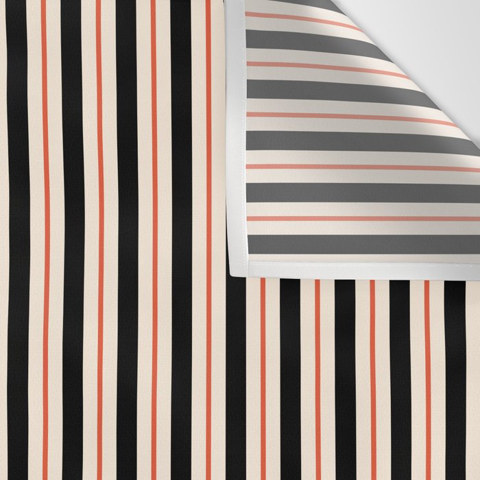 Minimal Retro Modern Stripe Pattern in Black, Orange, and Almond Cream Wall Tapestry Gallery Image 3