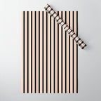 Minimal Retro Modern Stripe Pattern in Black, Orange, and Almond Cream Wrapping Paper Gallery Image 1