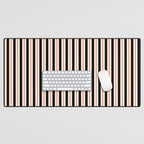 Minimal Retro Modern Stripe Pattern in Black, Orange, and Almond Cream Desk Mat Gallery Image 1