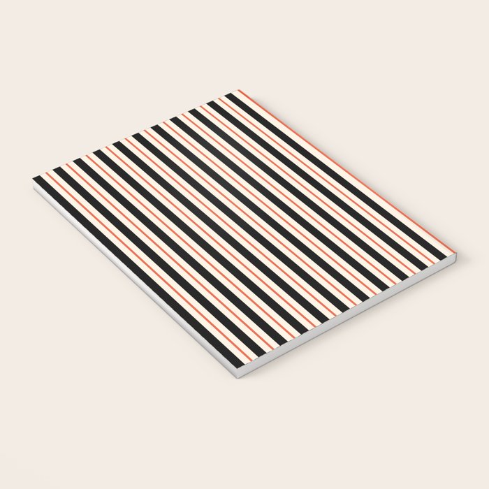Minimal Retro Modern Stripe Pattern in Black, Orange, and Almond Cream Notebook Gallery Image 3