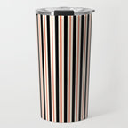 Minimal Retro Modern Stripe Pattern in Black, Orange, and Almond Cream Travel Mug Gallery Image 1