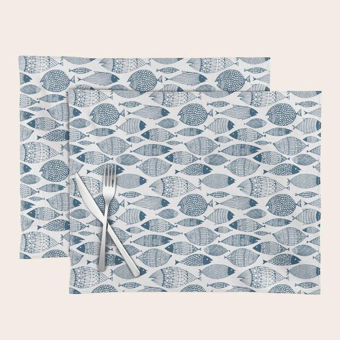 Blue Fish White Placemat Gallery Image 2