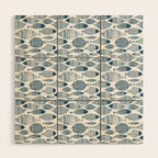 Blue Fish White Wood Wall Art Gallery Image 1