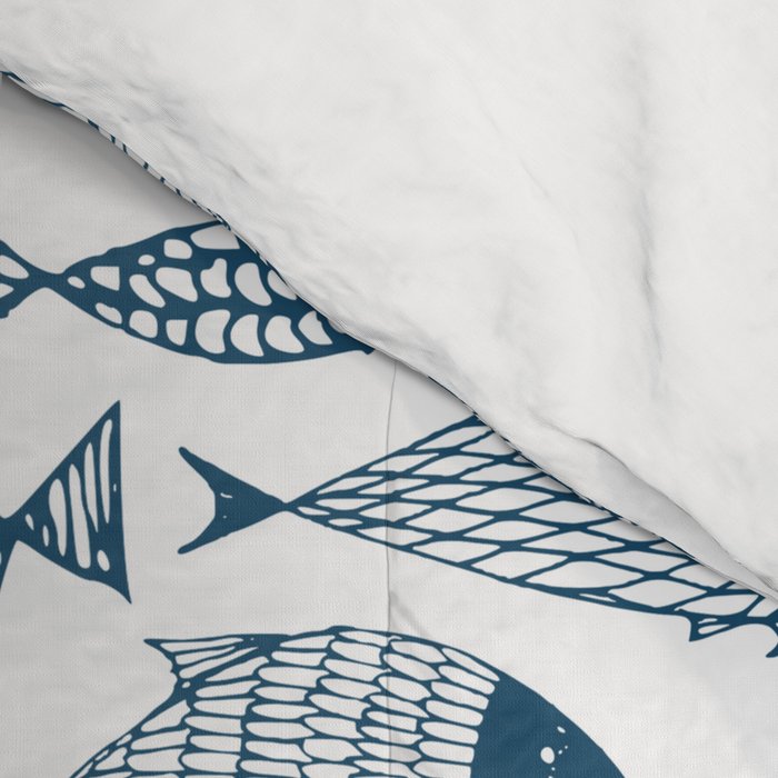 Blue Fish White Comforter Gallery Image 4