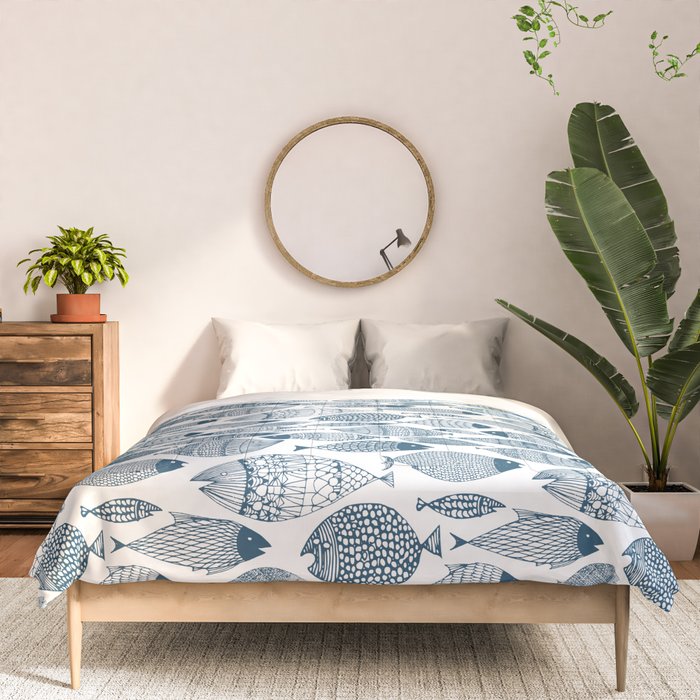 Blue Fish White Comforter Gallery Image 3