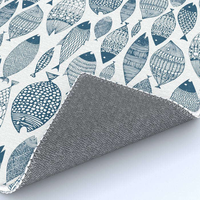 Blue Fish White Rug Gallery Image 4
