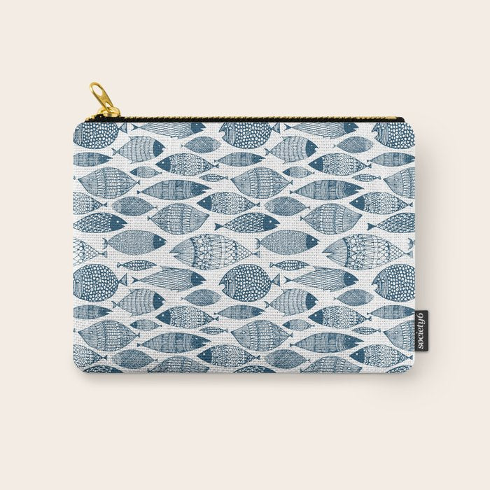 Blue Fish White Carry All Pouch Gallery Image 1