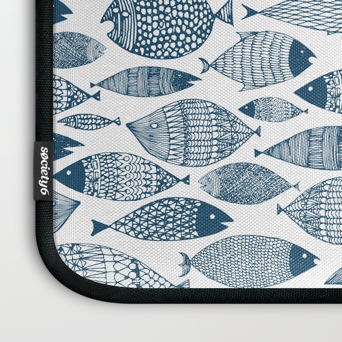 Blue Fish White Laptop Sleeve Gallery Image 3