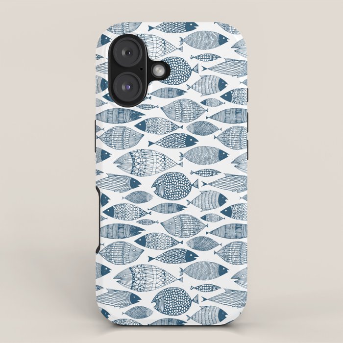 Blue Fish White iPhone Case Gallery Image 1