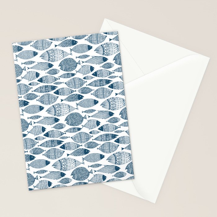Blue Fish White Stationery Card Gallery Image 2