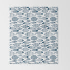 Blue Fish White Throw Blanket Gallery Image 2