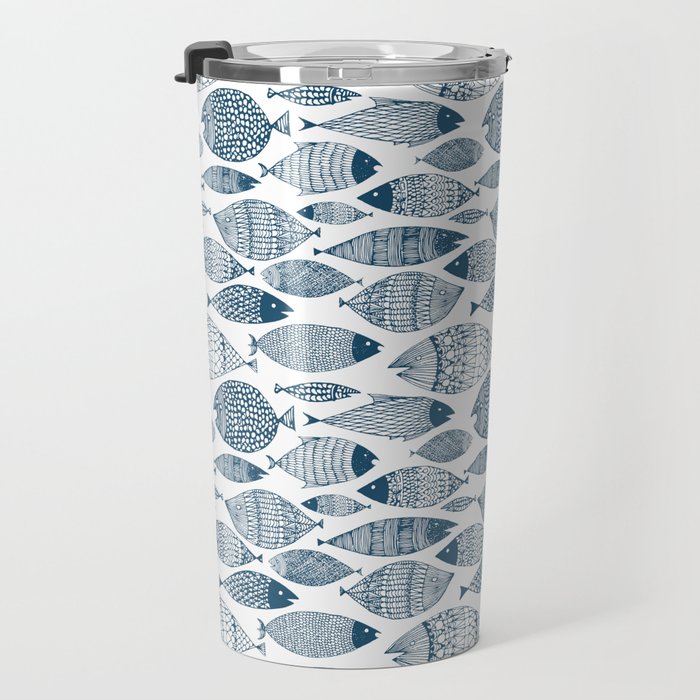 Blue Fish White Travel Mug Gallery Image 3