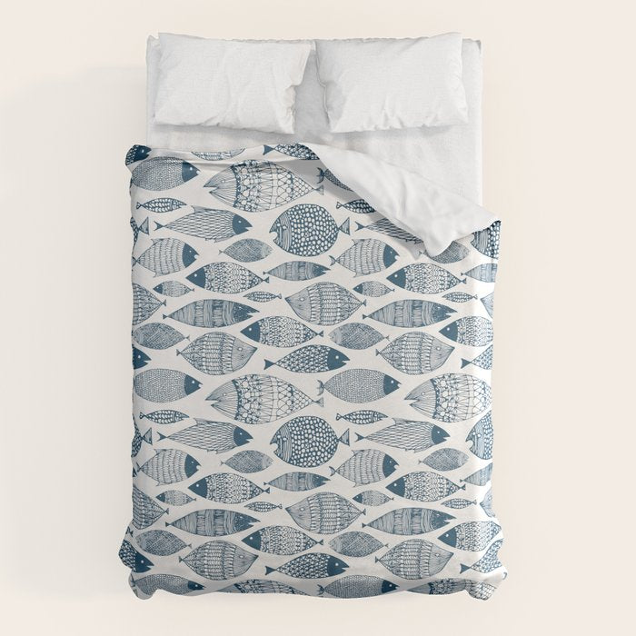 Blue Fish White Duvet Cover Gallery Image 6