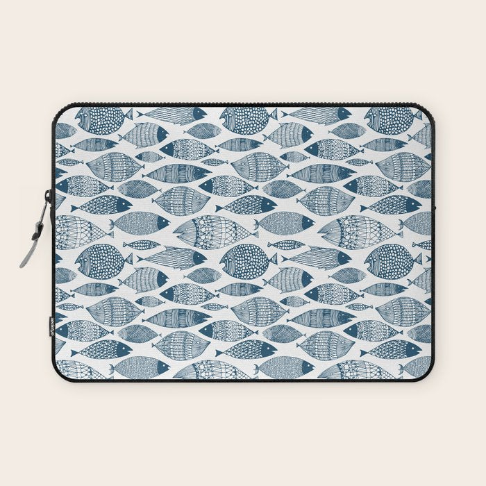 Blue Fish White Laptop Sleeve Gallery Image 1